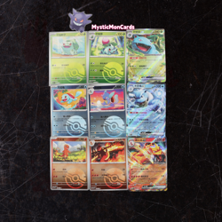 9Pcs Bulbasaur & Charmander & Squirtle Stage 1-2 Set 151C - Pokemon Card Chinese - Image 1
