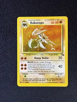 Kabutops Fossil 9/62 Holo Unlimited Holo Rare Pokemon Card WOTC - Image 1