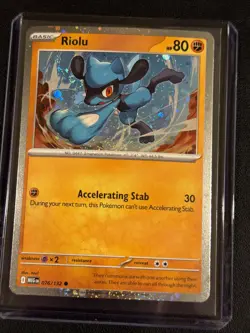 Pokemon TCG Riolu 076/132 Mega Evolutions Cosmos Holo with SWIRL - NM - Image 1