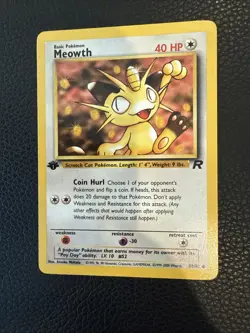 Pokemon Card Meowth 1st Edition Non-Holo WOTC 62/82 Lp-B - Image 1