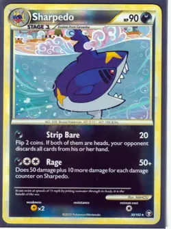 2010 SHARPEDO 30/102 HGSS TRIUMPHANT POKEMON CARD RARE-REVERSE HOLO-NM - Image 1