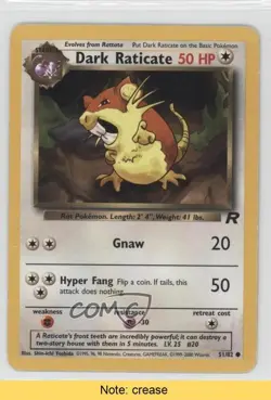 Dark Raticate Pokemon Team Rocket #51 2000 READ 2f4 - Image 1