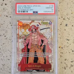 Bandai Gol.D.Roger Alternate Art Secret Rare Foil Rush OP09-118 PSA 10 One Piece - Image 1