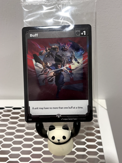 SEALED Riot Exclusive Riftbound Fist Bump Buff Double Sided Promo Card - Image 1