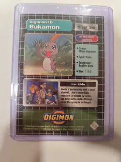 1999 DIGIMON CARD JOE & BUKAMON | 9 of 34 | NEAR MINT | HOLO | RARE | PRIZM - Image 2