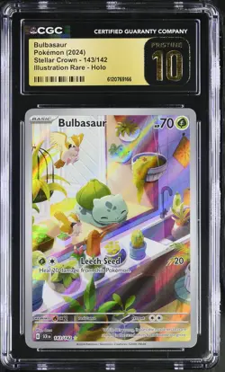 CGC Pristine 10 Bulbasaur 143/142 Illustration Rare Stellar Crown Pokemon Card - Image 1