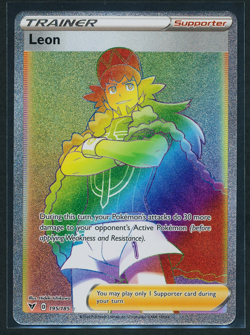 Leon 195/185 Rainbow Secret Rare Holo Pokemon 2020 Vivid Voltage NM - Image 1