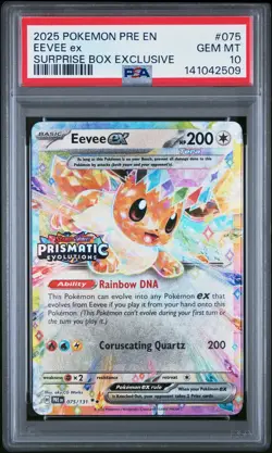 2025 Pokemon S&V Prismatic Evolutions Eevee ex PSA 10 #075/131 - Image 1
