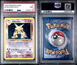 1999 POKEMON BASE SET UNLIMITED #1 ALAKAZAM HOLO RARE PSA 9 ENGLISH MINT WOTC - Image 3
