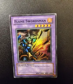 Yugioh WAVY Flame Swordsman LOB-003 Super Rare 1st Edition FADE - Image 1