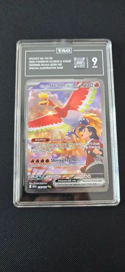Ethan's Ho-Oh 230/182 Destined Rivals SIR TAG Graded 9 Mint Pokemon Card - Image 1