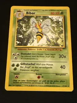Pokemon Card - Beedrill Bibor German Base Set 17/102 Rare - Image 1
