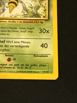 Pokemon Card - Beedrill Bibor German Base Set 17/102 Rare - Image 3