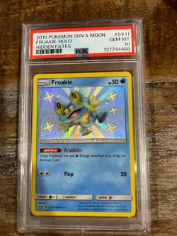 POKEMON 2019 Sun Moon Hidden Fates FROAKIE Holo #SV11 PSA 10 Gem Mint RARE - Image 1