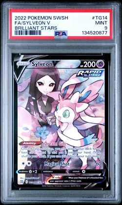 2022 POKEMON SWORD & SHIELD BRILLIANT STARS #TG14 FULL ART/SYLVEON V PSA 9 - Image 1