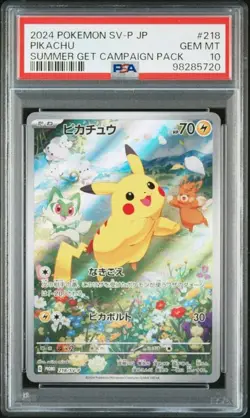 2024 Pokemon Scarlet & Violet Promo Pikachu #218 Summer Campaign Pack PSA 10 - Image 1