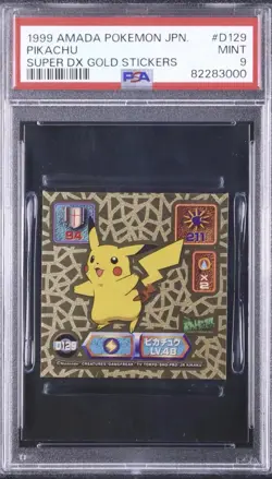 psa9 1999 amada pokemon jpn. pikachu super dx gold stickers - Image 1