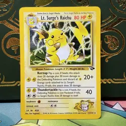 Pokemon - Lt. Surges Raichu 11/132 - Gym Challenge - Holo Rare Unlimited - LP - Image 1