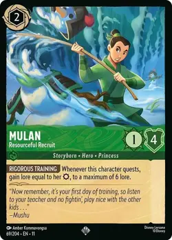 DISNEY LORCANA TCG - Winterspell - Mulan Resourceful Recruit Super Rare 69/204 - Image 1