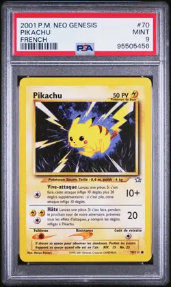 PSA 9 MINT Pikachu 70/111 FRENCH Neo Genesis Pokemon Card - Image 1