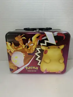Pokemon Trading Card Game Tin Lunch Box Pikachu Charizard - Like New - Image 1