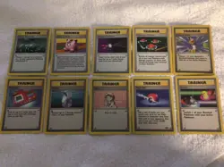 10 Different Pokemon Trainer Lot Base Set TCG Vintage WOTC - Nice! - Image 1