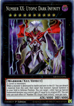 Number XX: Utopic Dark Infinity MP20-EN Yu-Gi-Oh! 1st Edition Light Play - Image 1