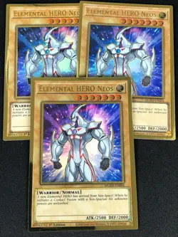 YUGIOH ELEMENTAL HERO NEOS MGED-EN004 1ST GOLD X3 (NM) - Image 1
