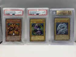 Yu-Gi-Oh! DDS Promo - Exodia PSA 10, Dark Magician PSA 10, and Blue Eyes BGS 9.5 - Image 1