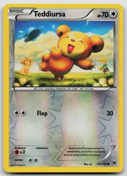 Reverse Holo Teddiursa 121/162 XY - BREAKthrough Common Pokemon TCG Card - Image 1