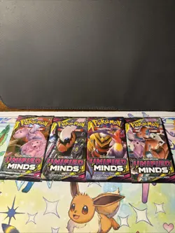 Pokemon Sun & Moon Unified Minds Art Set 4 Pack 10 Cards Sealed - Image 1