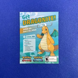 Pokemon DRAGONITE Code Card (Expired) 2015 Nintendo Event Exclusive Promo! - Image 1