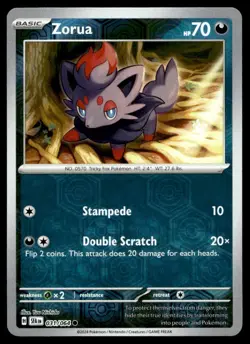 Zorua 31/64 Pokemon Card Shrouded Fable Common 70 HP Rev Holo Near Mint CJ - Image 1