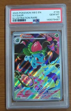 Pokemon TCG Ivysaur Illustration Rare Mega Evolution #134 Holo PSA 10 Gem Mint - Image 1