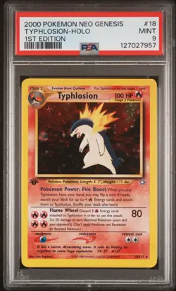 2000 POKEMON NEO GENESIS 1ST EDITION 18 TYPHLOSION-HOLO PSA 9 - Image 1