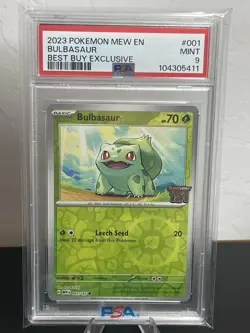 2023 POKEMON MEW EN-151 BEST BUY EXCLUSIVE #001 BULBASAUR PSA 9 - Image 1