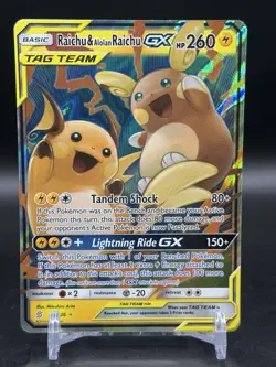 Raichu & Alolan Raichu GX 54/236 Unified Minds English Pokemon Tag Team NM - Image 1