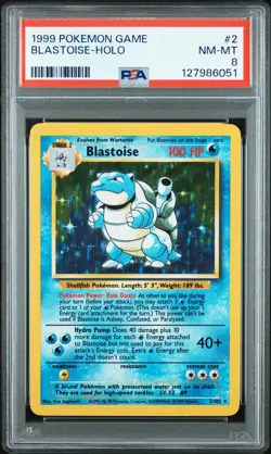 1999 POKEMON BASE SET UNLIMITED #2 BLASTOISE-HOLO PSA 8 - Image 1