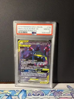 Muk & Alolan Muk GX Full Art Holo Card 196/214 Sun & Moon Unbroken Bonds PSA 10 - Image 1