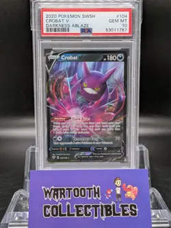 Pokemon Crobat V 104/189 SWSH Darkness Ablaze Holo - PSA 10 GEM MT - Image 1