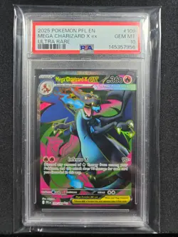 PSA 10 2025 POKEMON PFL EN-PHANTASMAL FLAMES ULTRA RARE #109 MEGA CHARIZARD X EX - Image 3