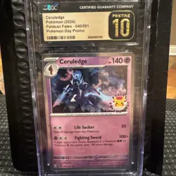 CGC PRISTINE 10 Ceruledge PAF 040/091 Cosmos Holo Pokemon Day 2024 Stamped Promo - Image 1
