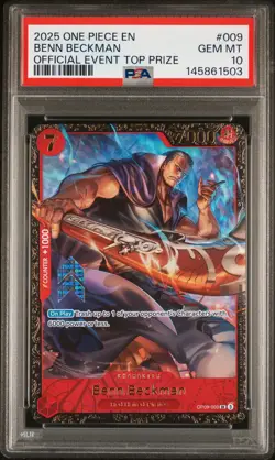 2025 ONE PIECE PROMOS OFFICIAL EVENT TOP PRIZE #009 BENN BECKMAN PSA 10 - Image 1