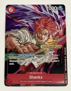 2025 One Piece Shanks CS Championships Gold Foil Stamp Card Event English P-083 - Image 1