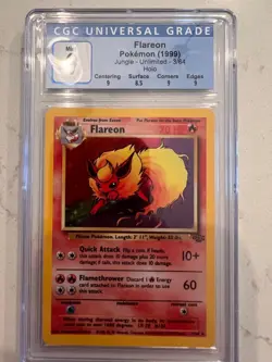 CGC 9 MINT Flareon 1999 Jungle 3/64 Holo Pokemon Card - Image 1