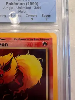 CGC 9 MINT Flareon 1999 Jungle 3/64 Holo Pokemon Card - Image 3