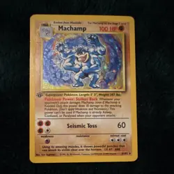 Pokemon Machamp 1st Edition Holo Rare Base Set 100HP 8/102 1999 English Card - Image 1