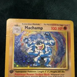 Pokemon Machamp 1st Edition Holo Rare Base Set 100HP 8/102 1999 English Card - Image 4