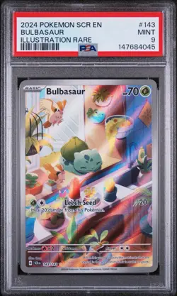 2024 POKEMON SCR EN-STELLAR CROWN ILLUSTRATION RARE #143 BULBASAUR PSA 9 - Image 2