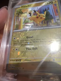 Pikachu Costco Exclusive Cosmos #18 - 2024 Paldean Fates Pokemon W/Swirl AGS 10 - Image 2